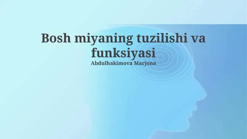 Bosh miyaning tuzilishi va funksiyasi