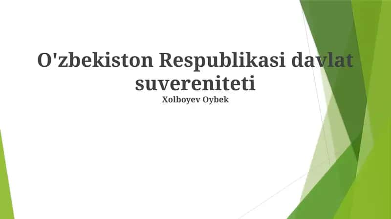 O'zbekiston Respublikasi davlat suvereniteti