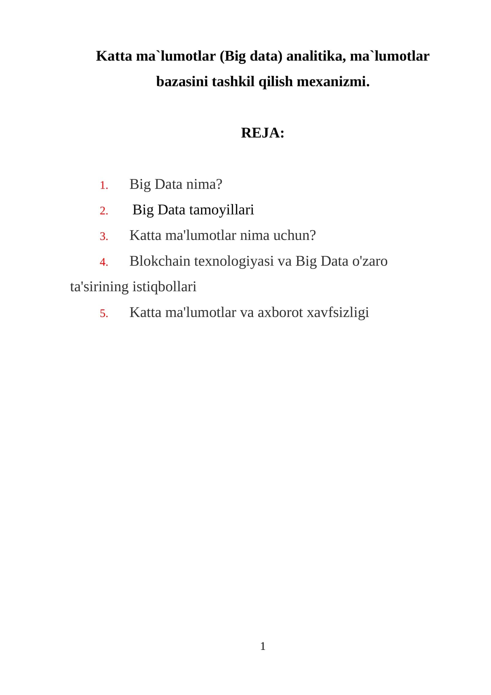 Big Data texnologiyalari