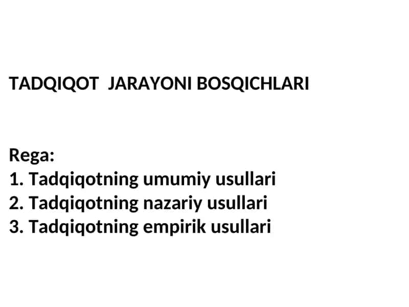 TADQIQOT JARAYONI BOSQICHLARI