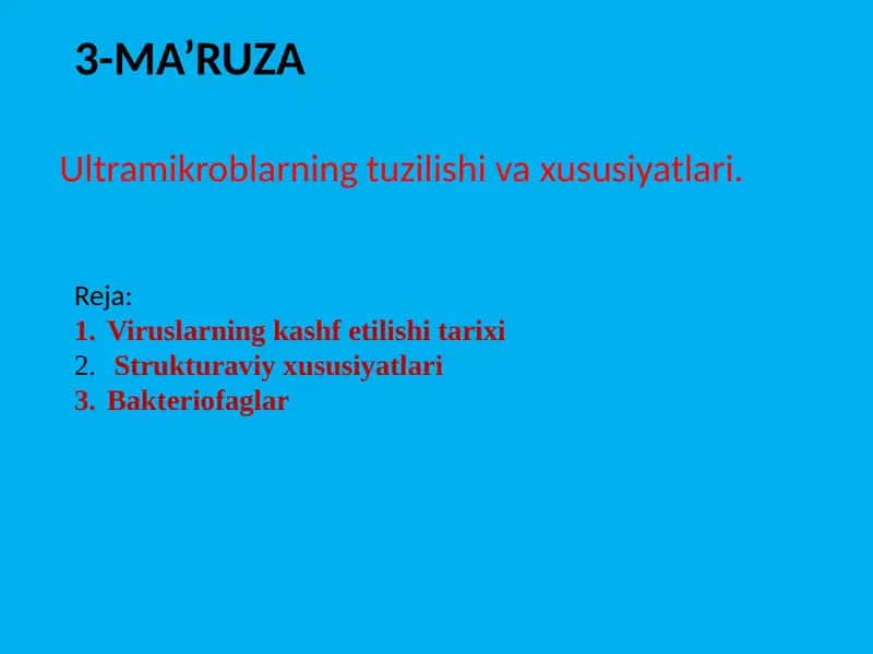 Ultramikroblarning tuzilishi va xususiyatlari