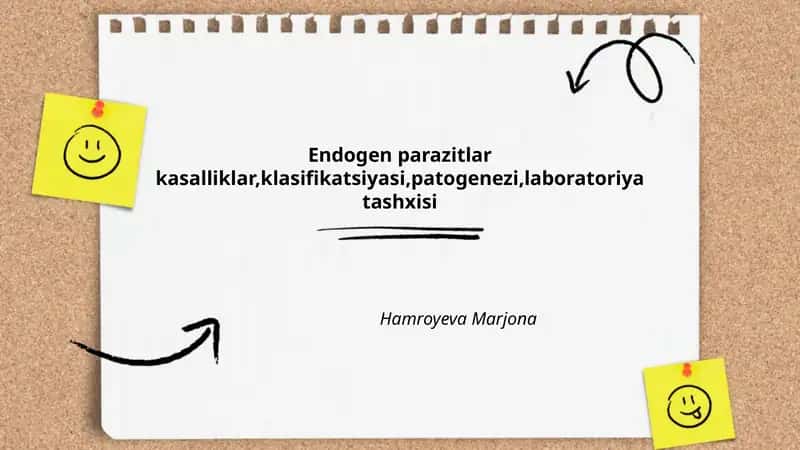 Endogen parazitlar kasalliklar,klasifikatsiyasi,patogenezi,laboratoriya tashxisi