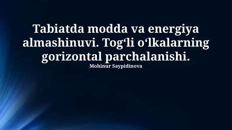 Modda va energiya almashinuvi