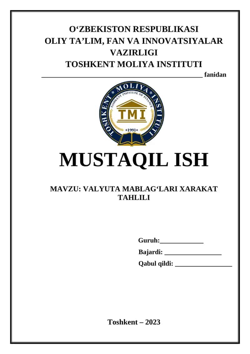 Valyuta Mablagʻlari Xarakat Tahlili