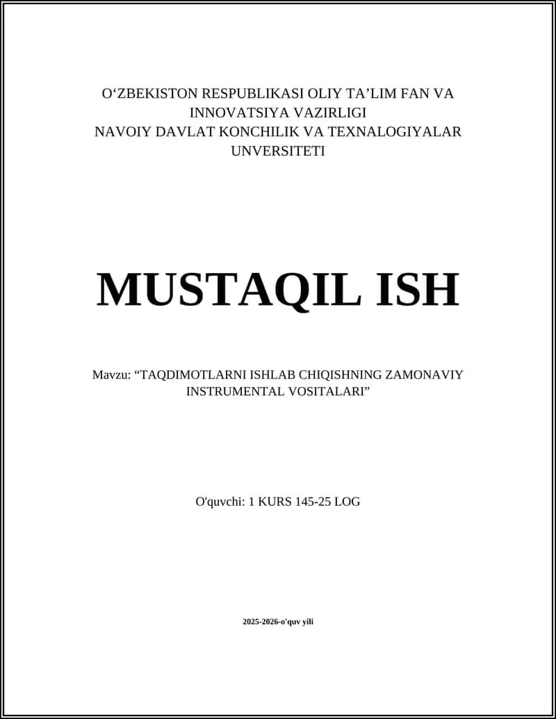 Taqdimotlarni Ishlab Chiqishning Zamonaviy Instrumental Vositalari