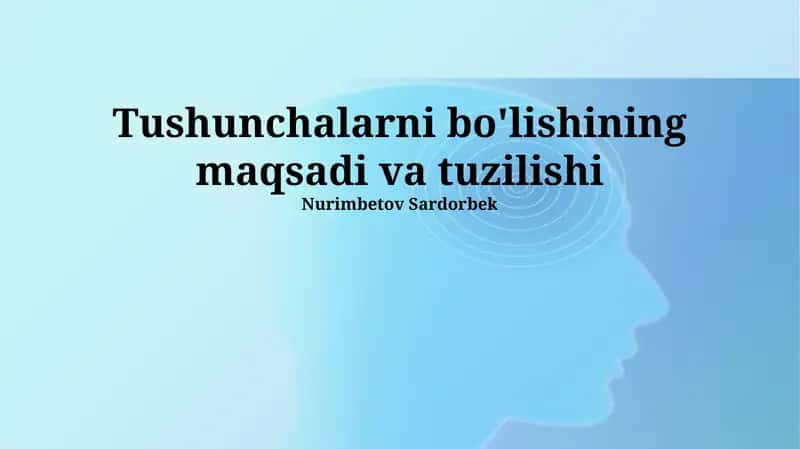 Tushunchalarni bo'lishining maqsadi va tuzilishi