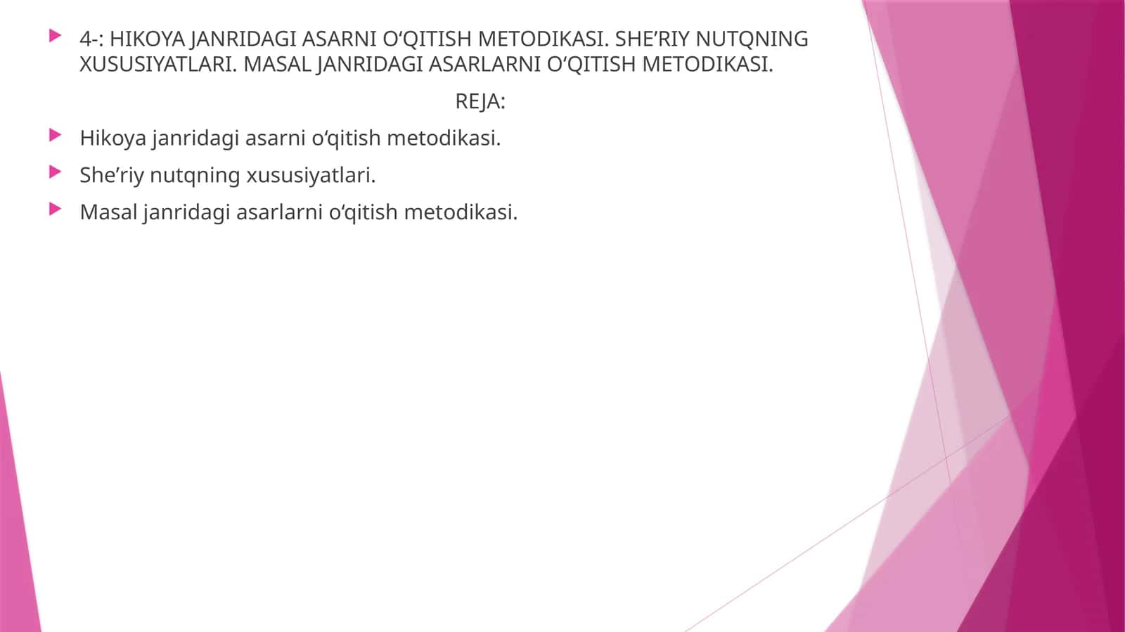 HIKOYA JANRIDAGI ASARNI O‘QITISH MЕTODIKASI
