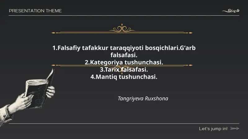Falsafiy tafakkurning qadimiy bosqichlari va Gʻarb antik falsafasi