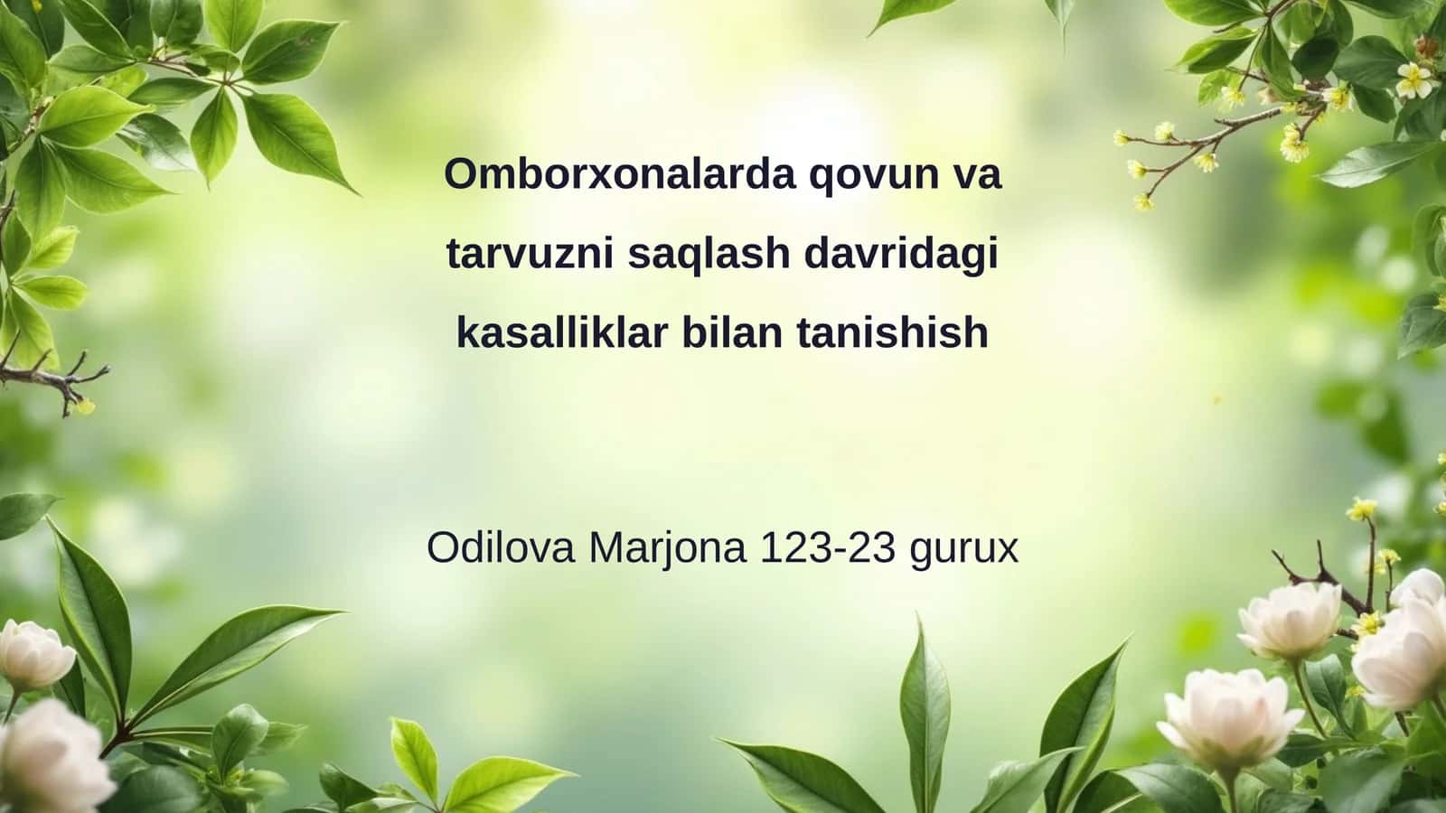 Omborxonalarda qovun va tarvuzni saqlash davridagi kasalliklar bilan tanishish