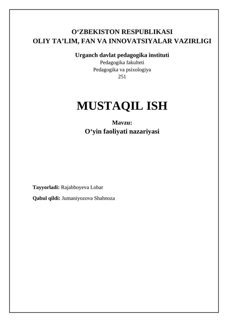 Oʻyin faoliyati nazariyasi