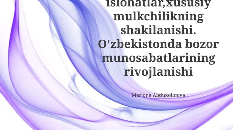 Iqtisodiy Islohotlar va Bozor Iqtisodiyotiga O'tish