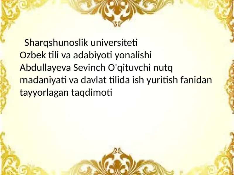 O'zbek tili va adabiyoti yonalishi