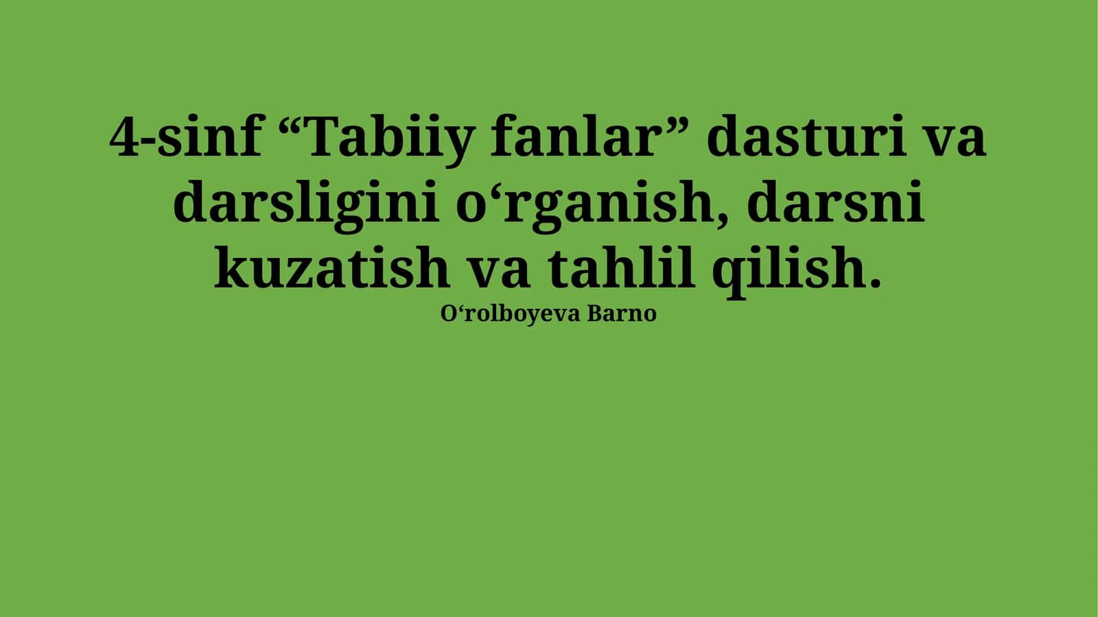 4-sinf “Tabiiy fanlar” dasturi va darsligi
