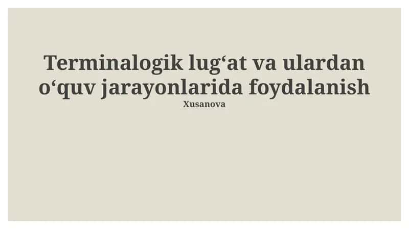 Terminologiya Lug'ati