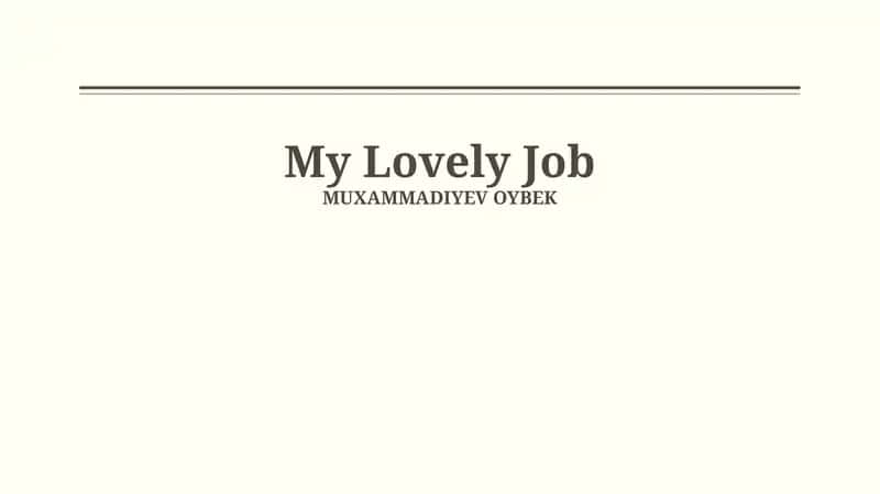 My Lovely Job