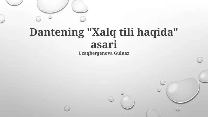 Dantening "Xalq tili haqida" asari
