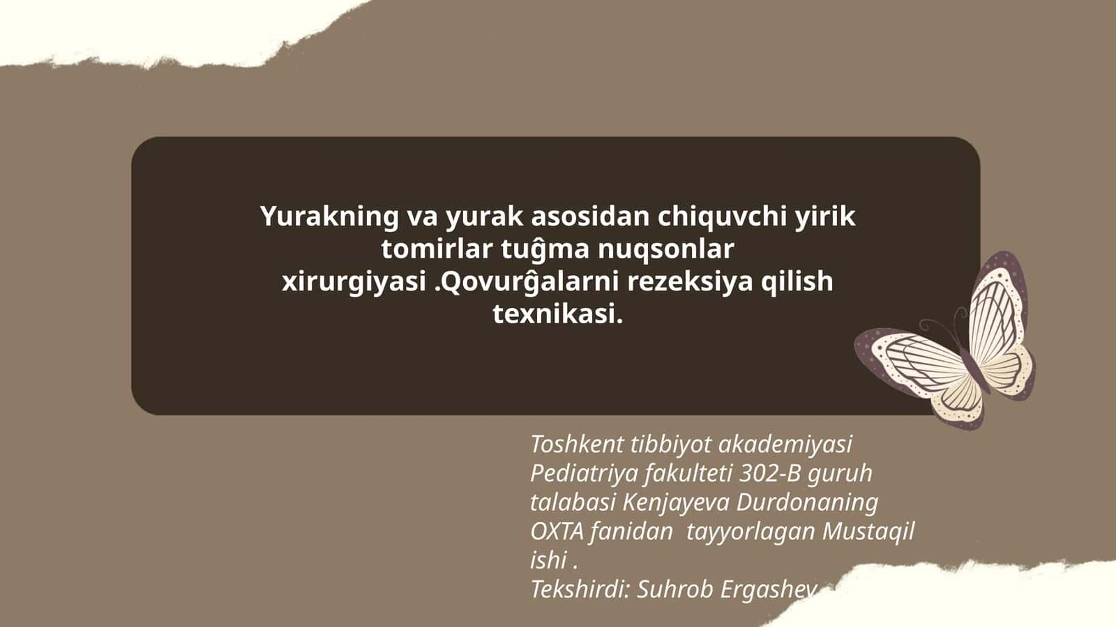 OXTA fanidan tayyorlagan Mustaqil ish