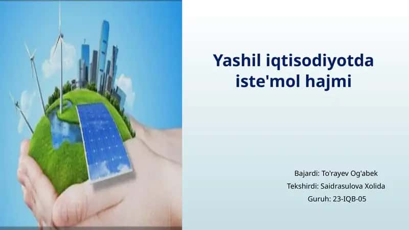 Yashil iqtisodiyotda iste'mol hajmi