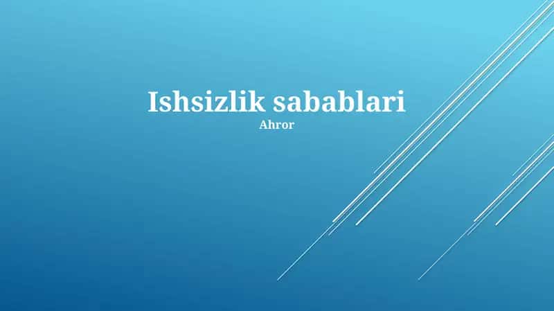 Ishsizlik sabablari
