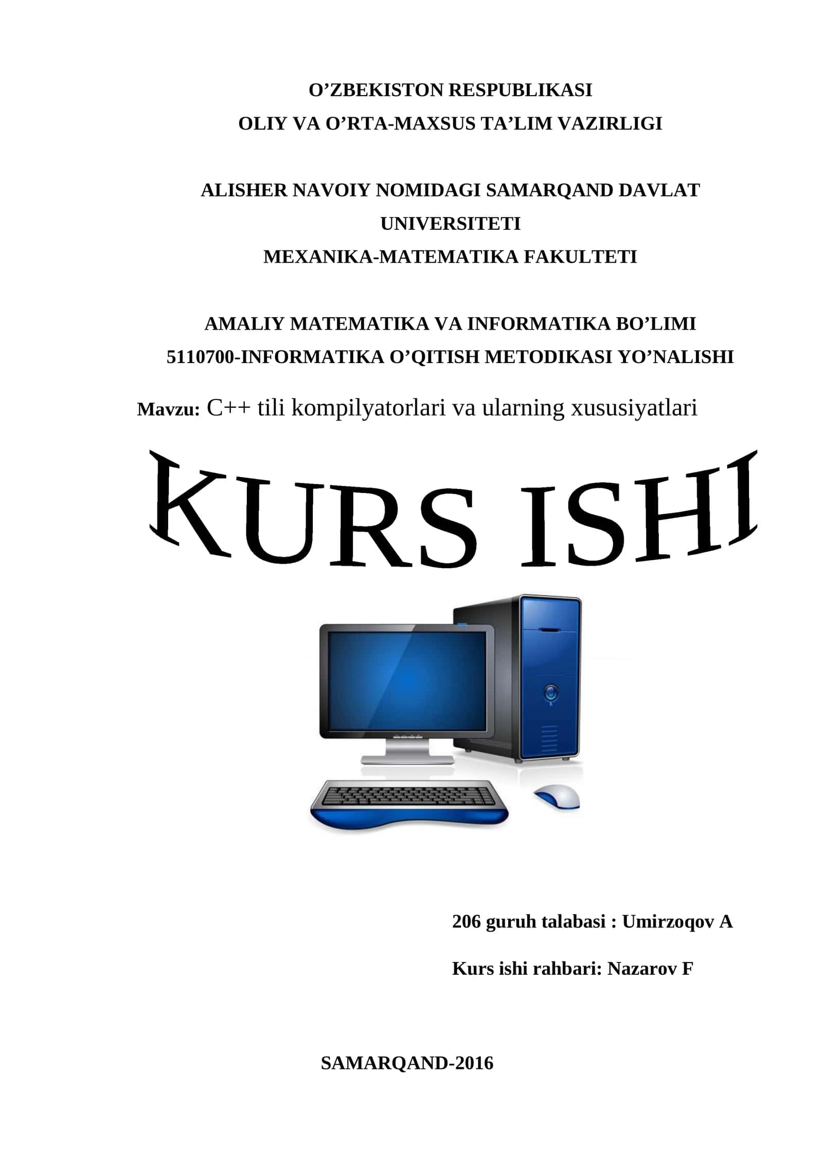 C++ tili kompilyatorlari va ularning xususiyatlari