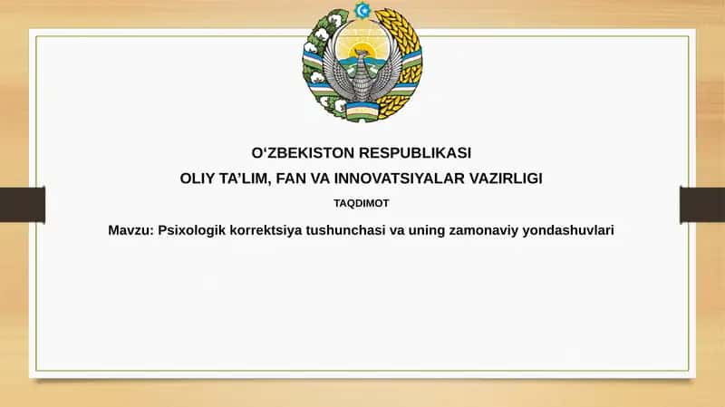 Psixologik korrektsiya tushunchasi va uning zamonaviy yondashuvlari