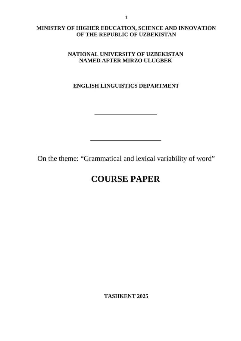 So'zning grammatik va leksik o'zgaruvchanligi