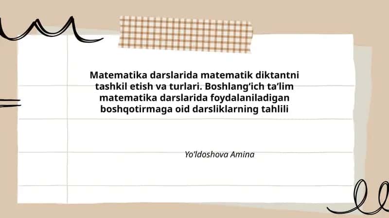 Boshlang‘ich ta’limda matematika
