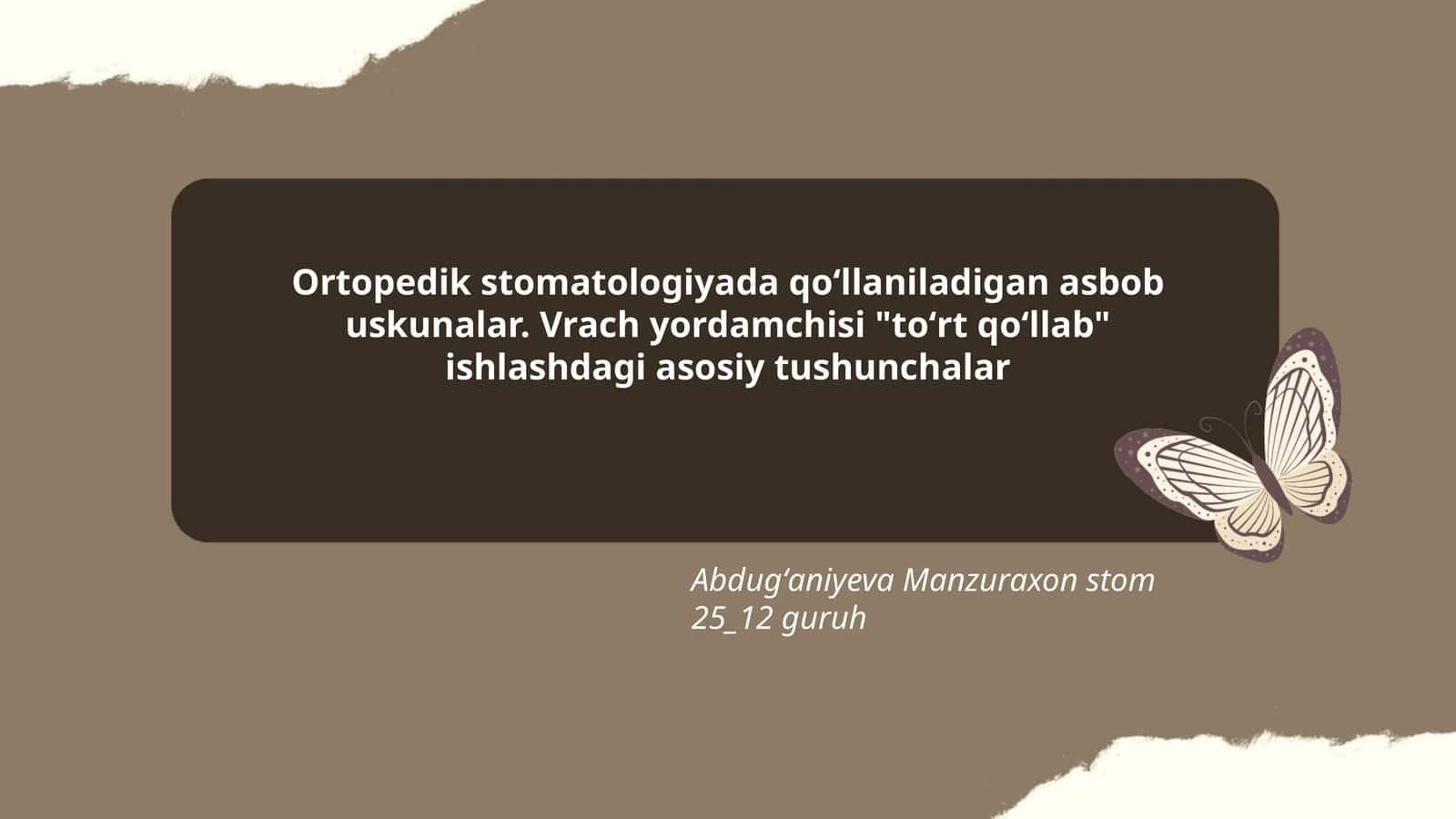 Ortopedik stomatologiyada qoʻllaniladigan asbob uskunalar