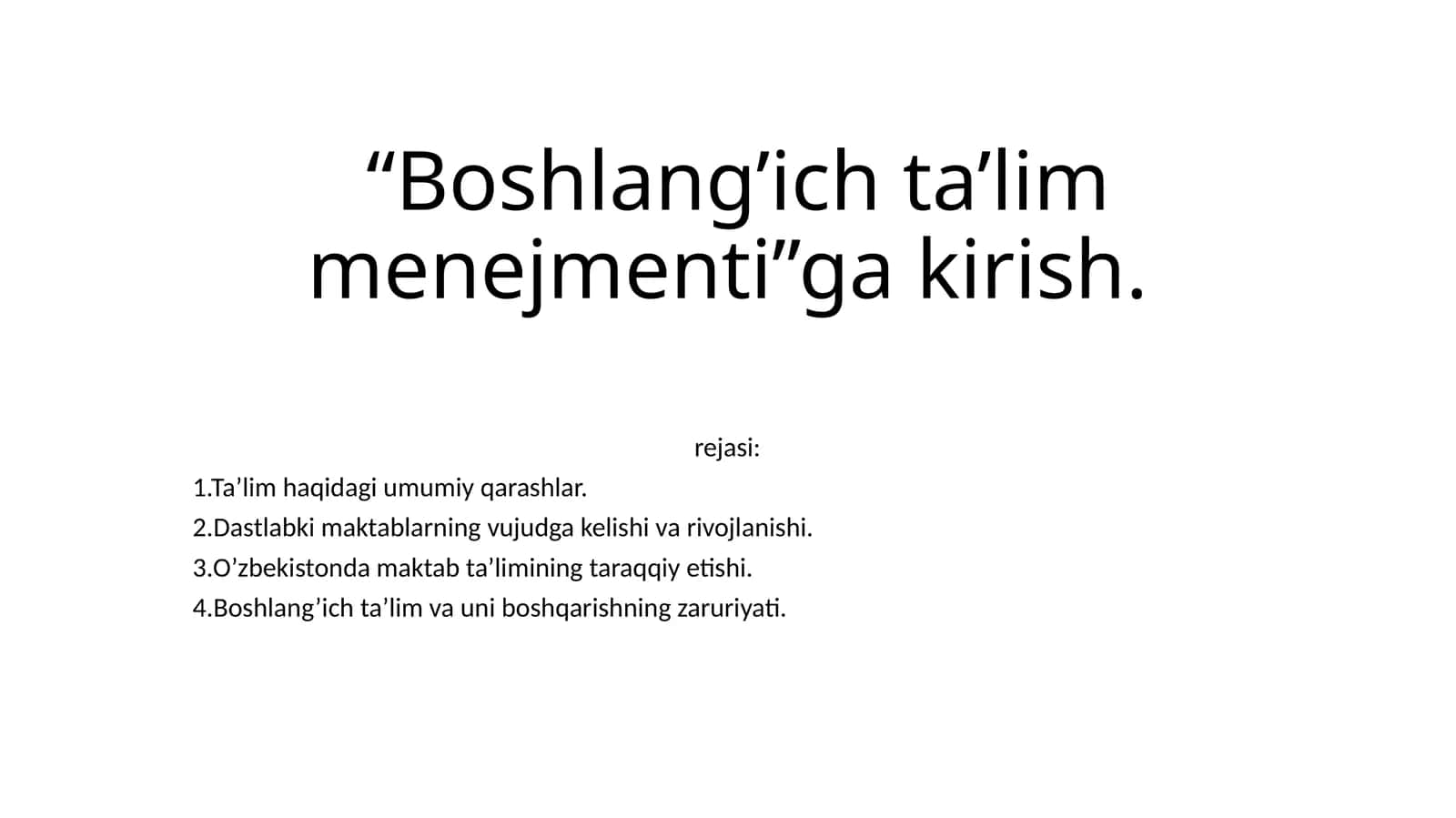 Boshlang’ich ta’lim menejmenti