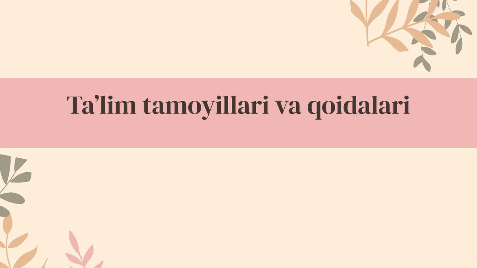 Ta’lim tamoyillari va qoidalari