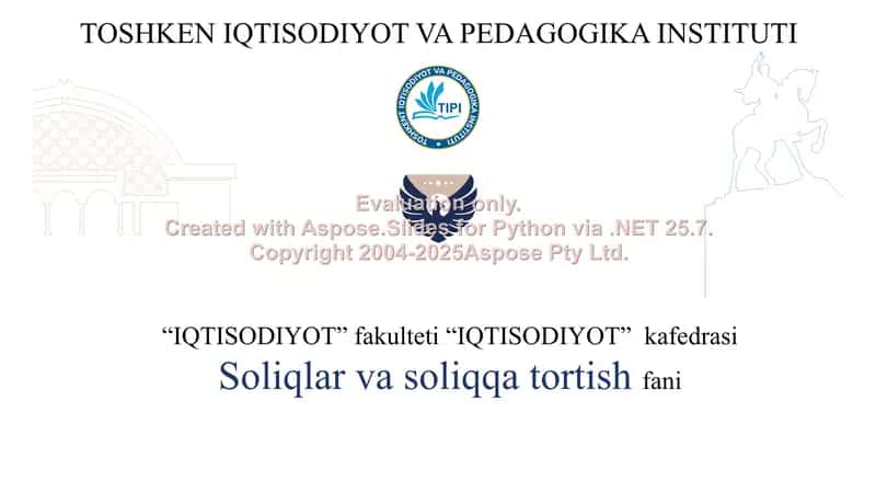 Soliqlar va soliqqa tortish fani
