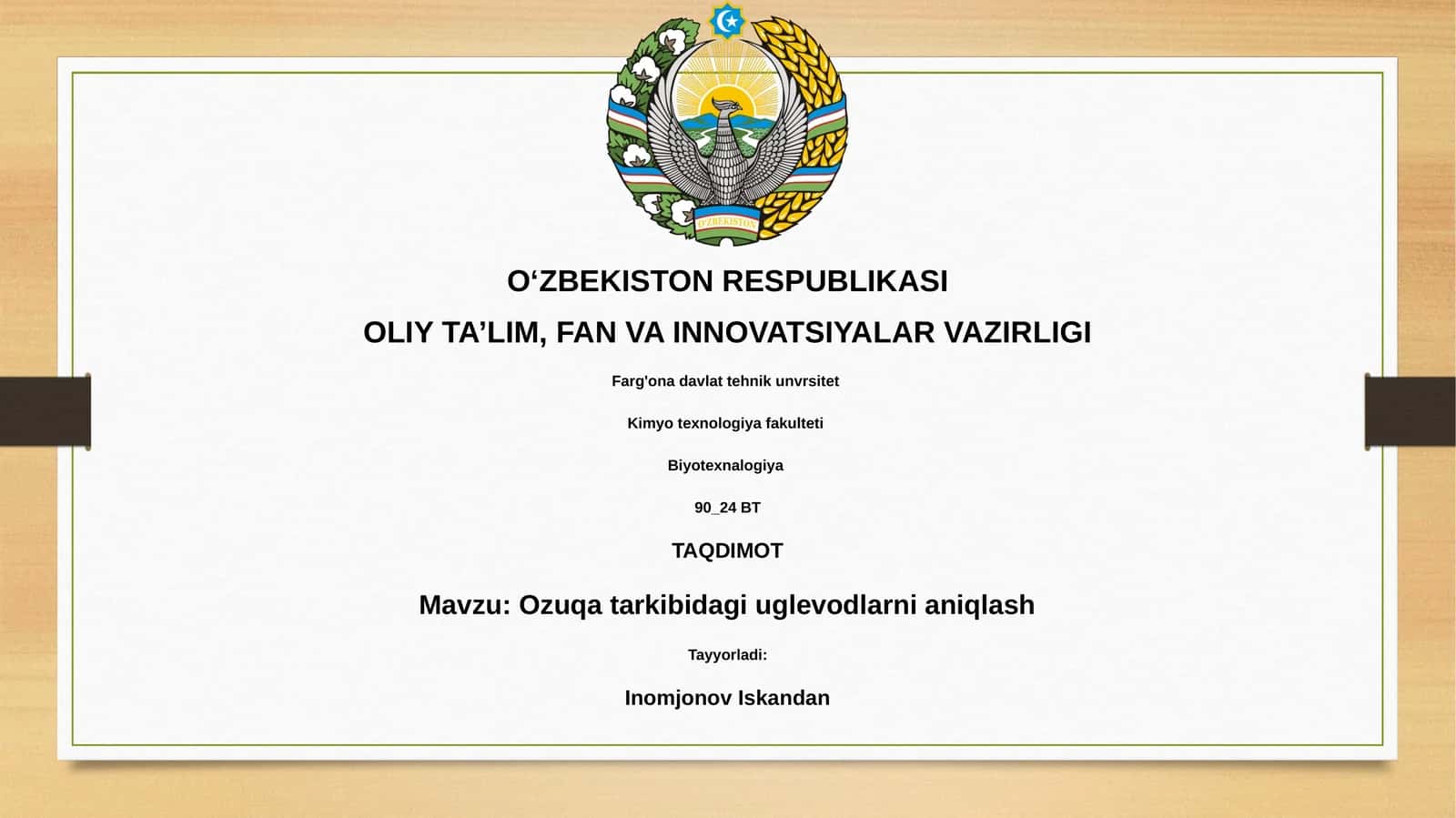 Ozuqa tarkibidagi uglevodlarni aniqlash