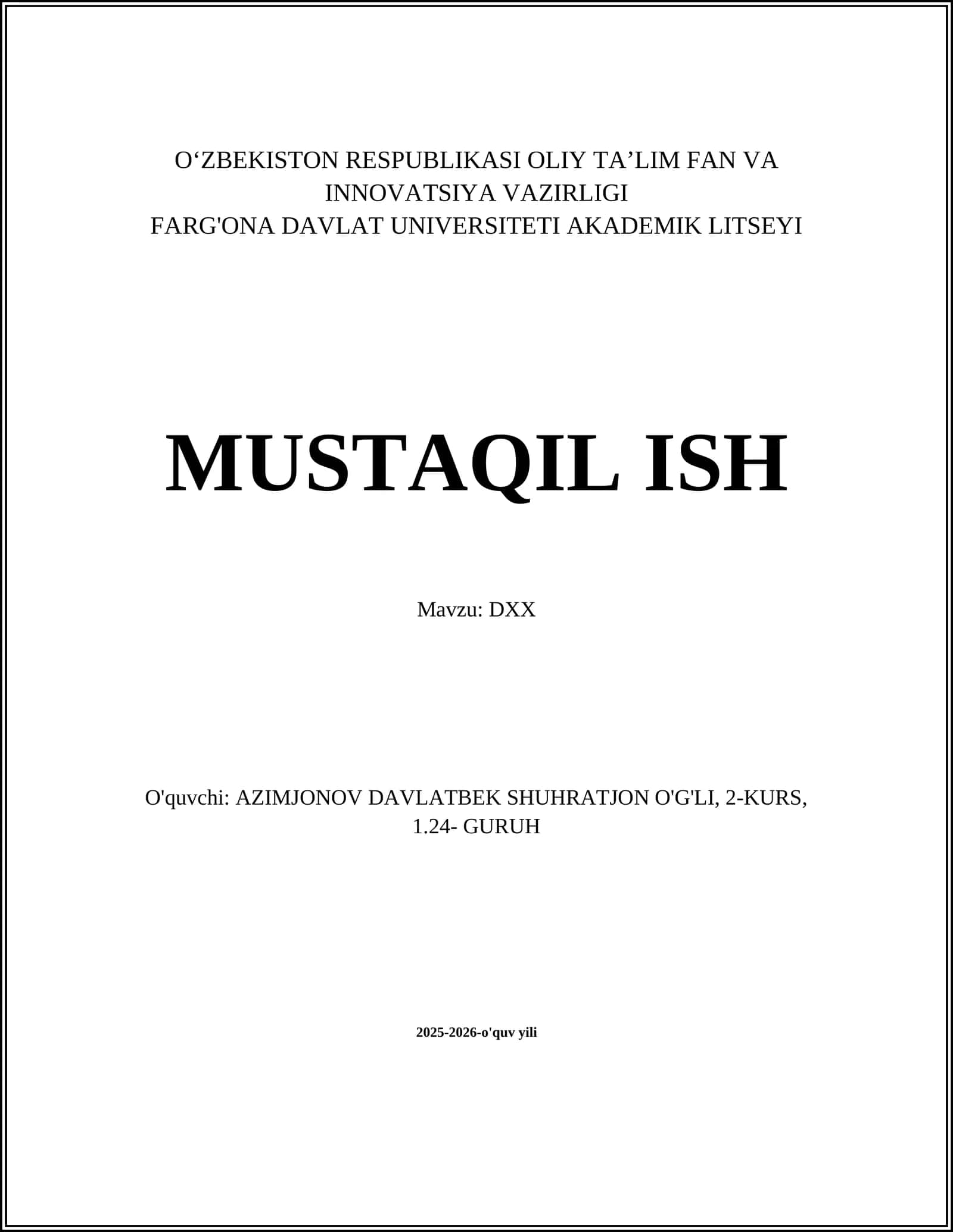 DXX Tarixi va Tashkil Topishi