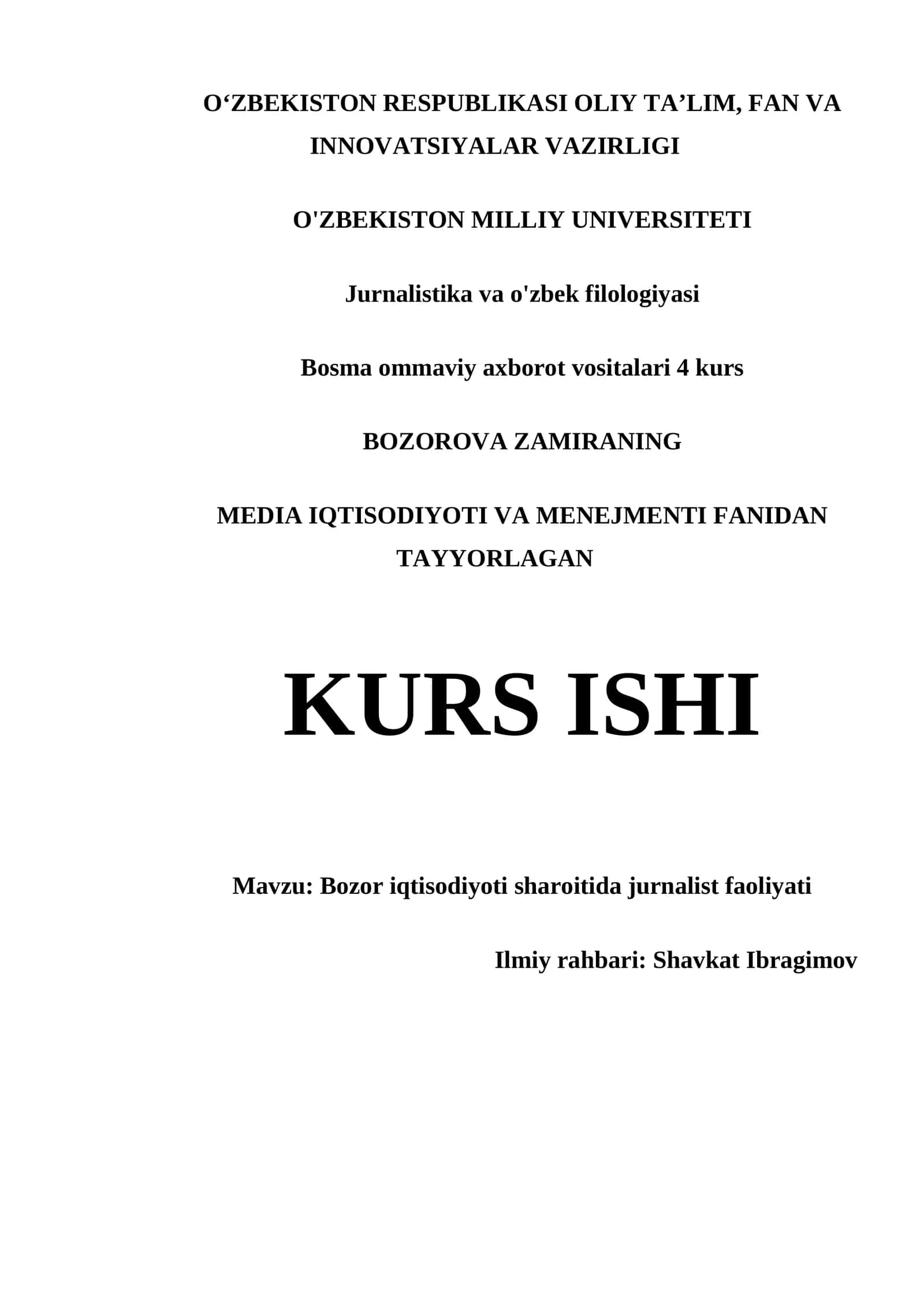 Bosma ommaviy axborot vositalari 4 kurs
