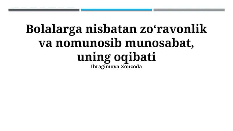 Bolalarga zo'ravonlik va shafqatsizlikdan yordam