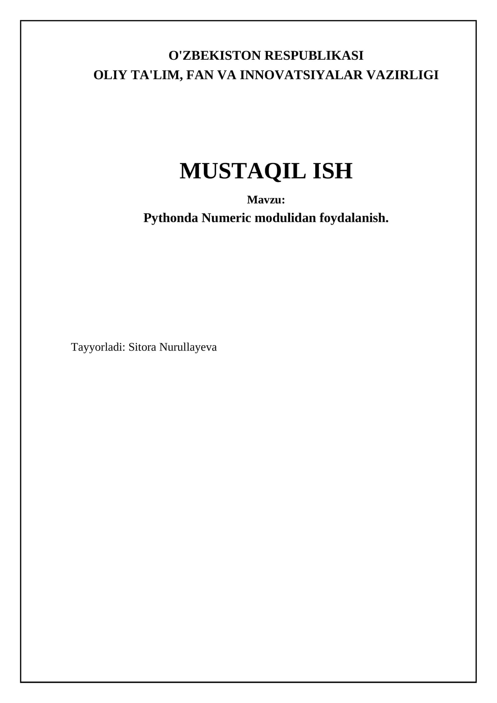 Pythonda Numeric modulidan foydalanish