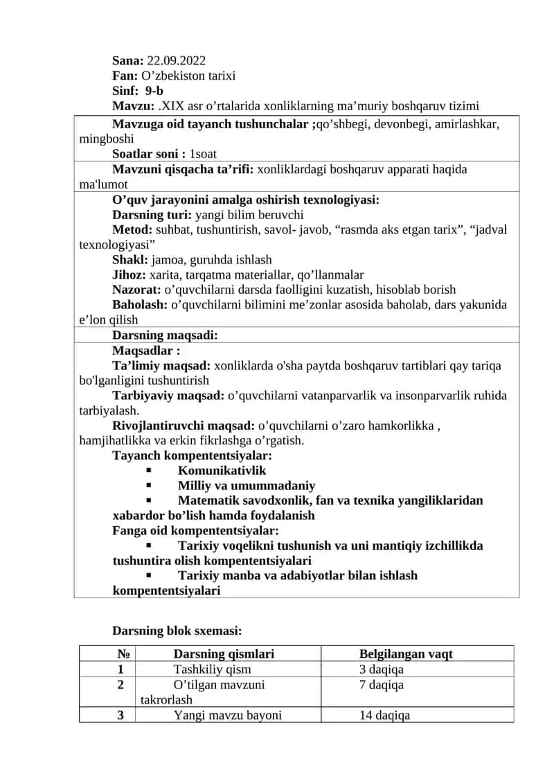 XIX asr o’rtalarida xonliklarning ma’muriy boshqaruv tizimi