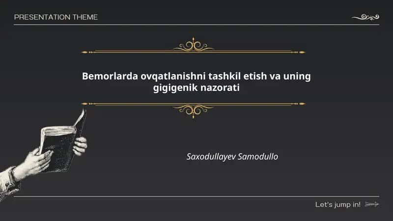 Bemorlarda ovqatlanishni tashkil etish va uning gigigenik nazorati