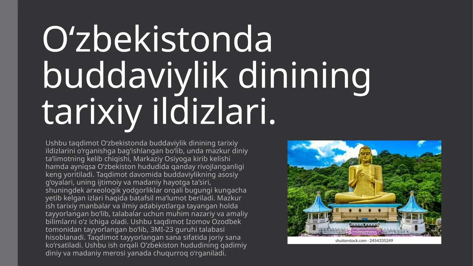 O‘zbekistondabuddaviylikdinining tarixiy ildizlari