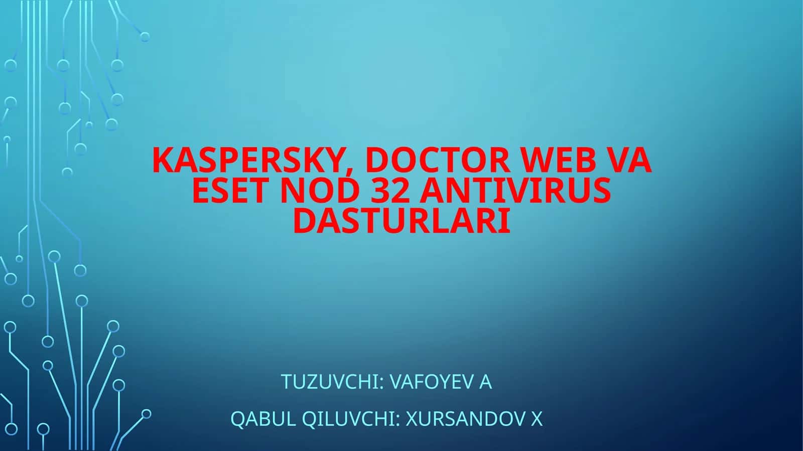 Kaspersky, Doctor Web Va Eset nod 32 Antivirus dasturlari
