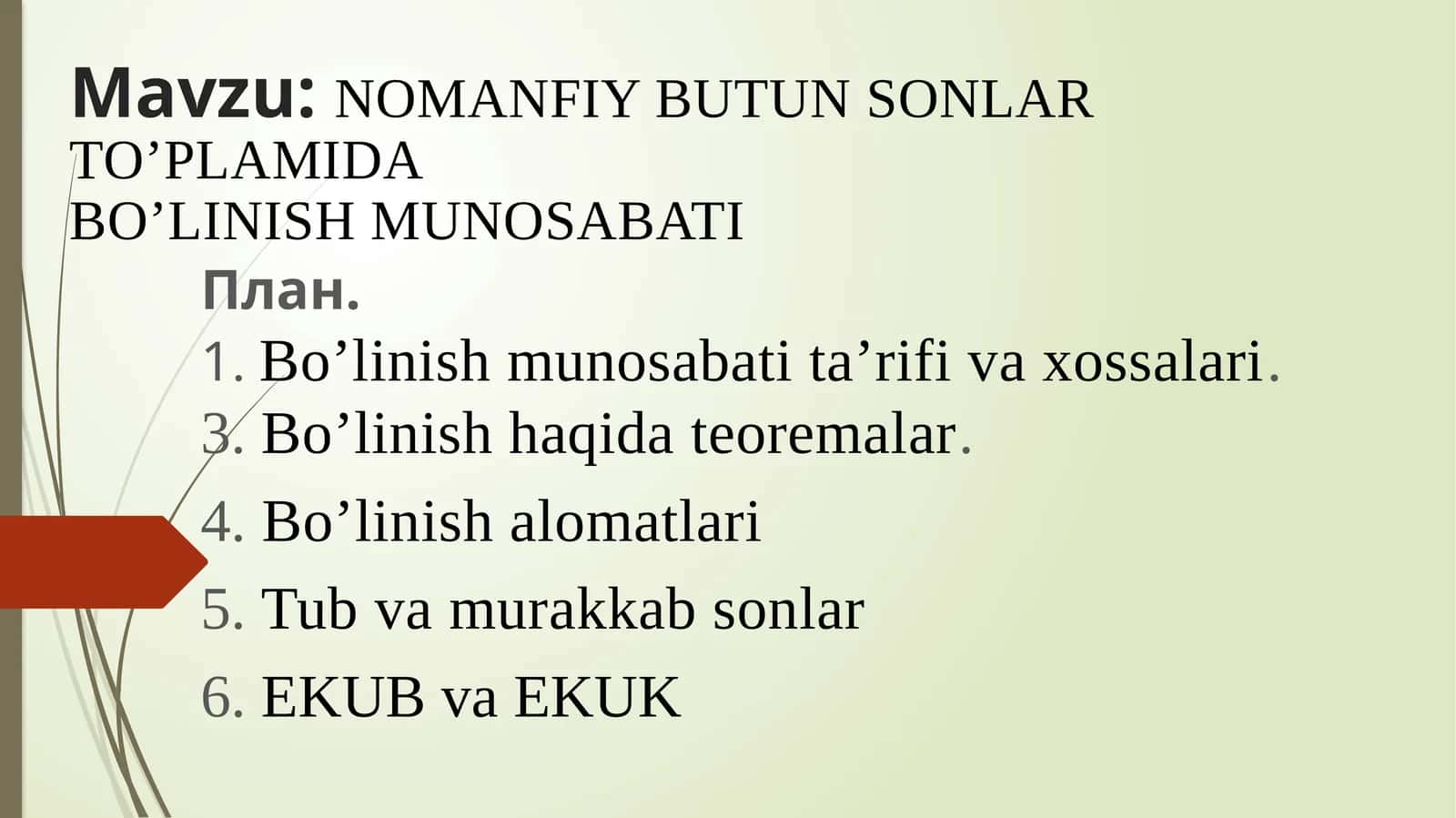 NOMANFIY BUTUN SONLAR TO’PLAMIDABO’LINISH MUNOSABATI