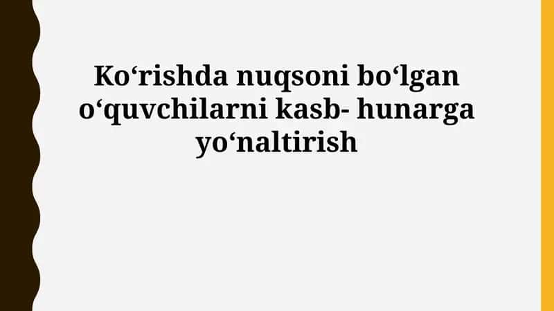 Ko'rish qobiliyati cheklangan o'quvchilar uchun kasbiy yo'nalish