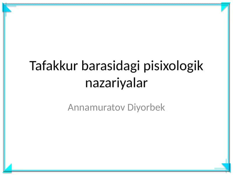 Tafakkur barasidagi pisixologik nazariyalar