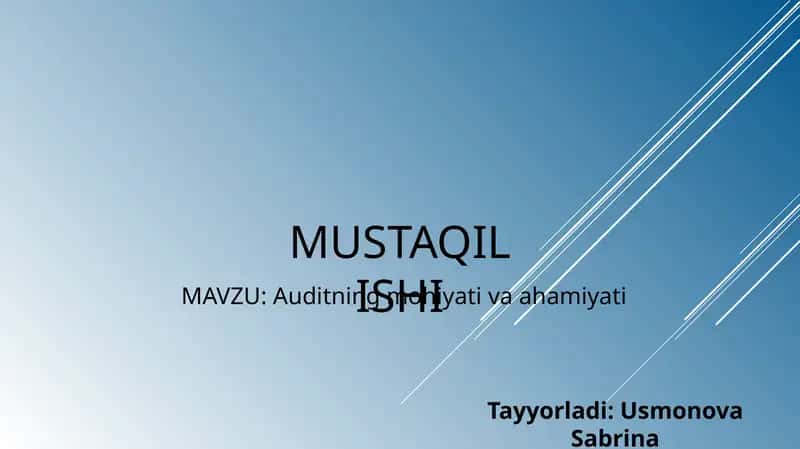 Auditning Vujudga Kelishi