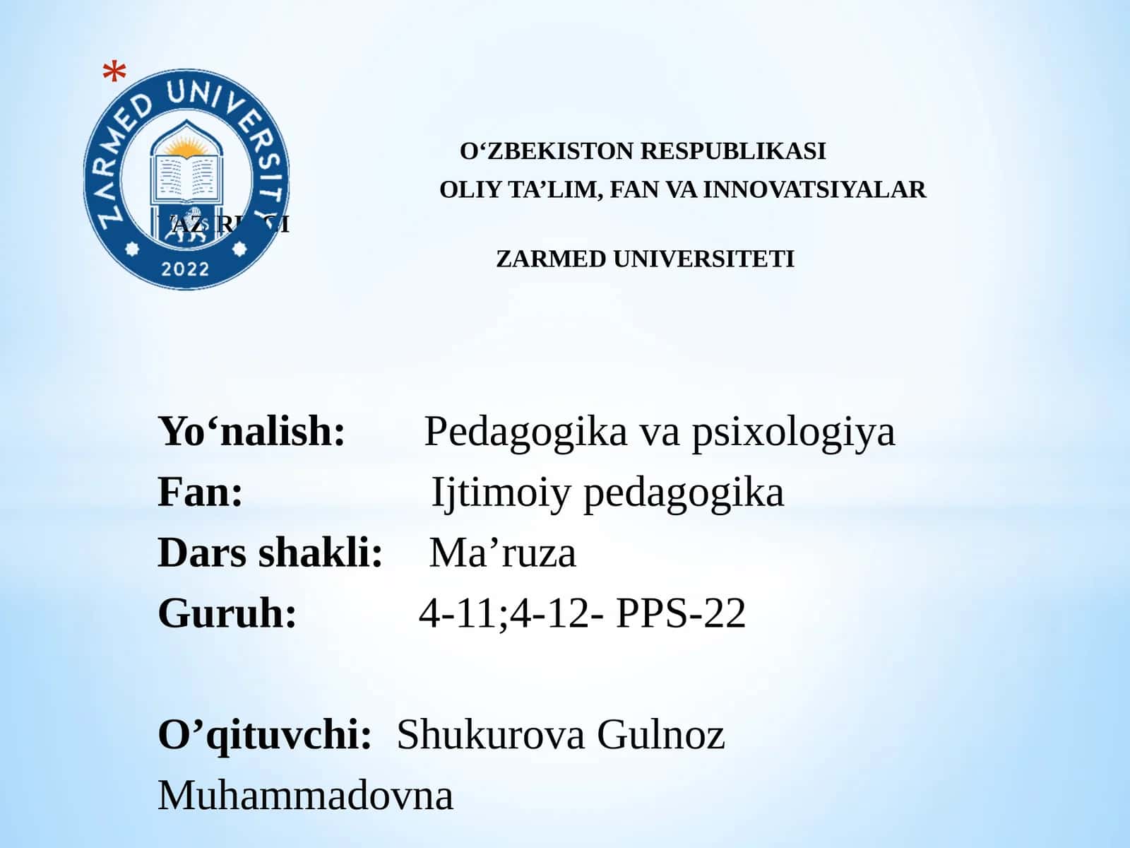 Ijtimoiy pedagogika darsi
