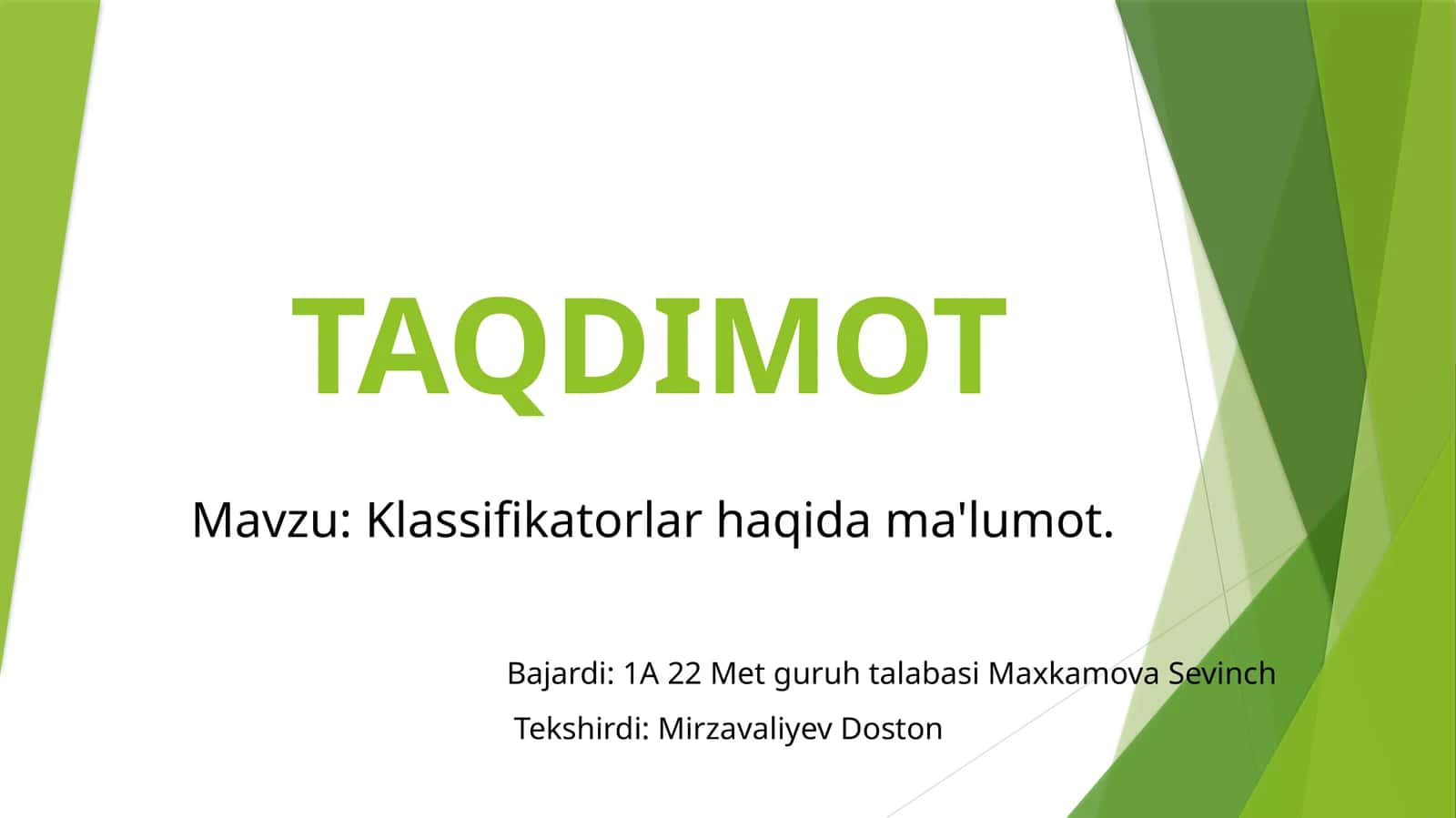 Klassifikatorlar haqida