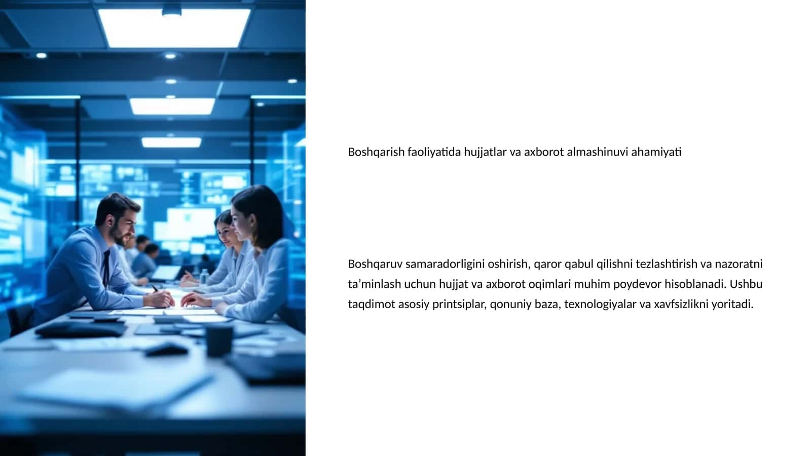 Boshqarish faoliyatida hujjatlar va axborot almashinuvi ahamiyati