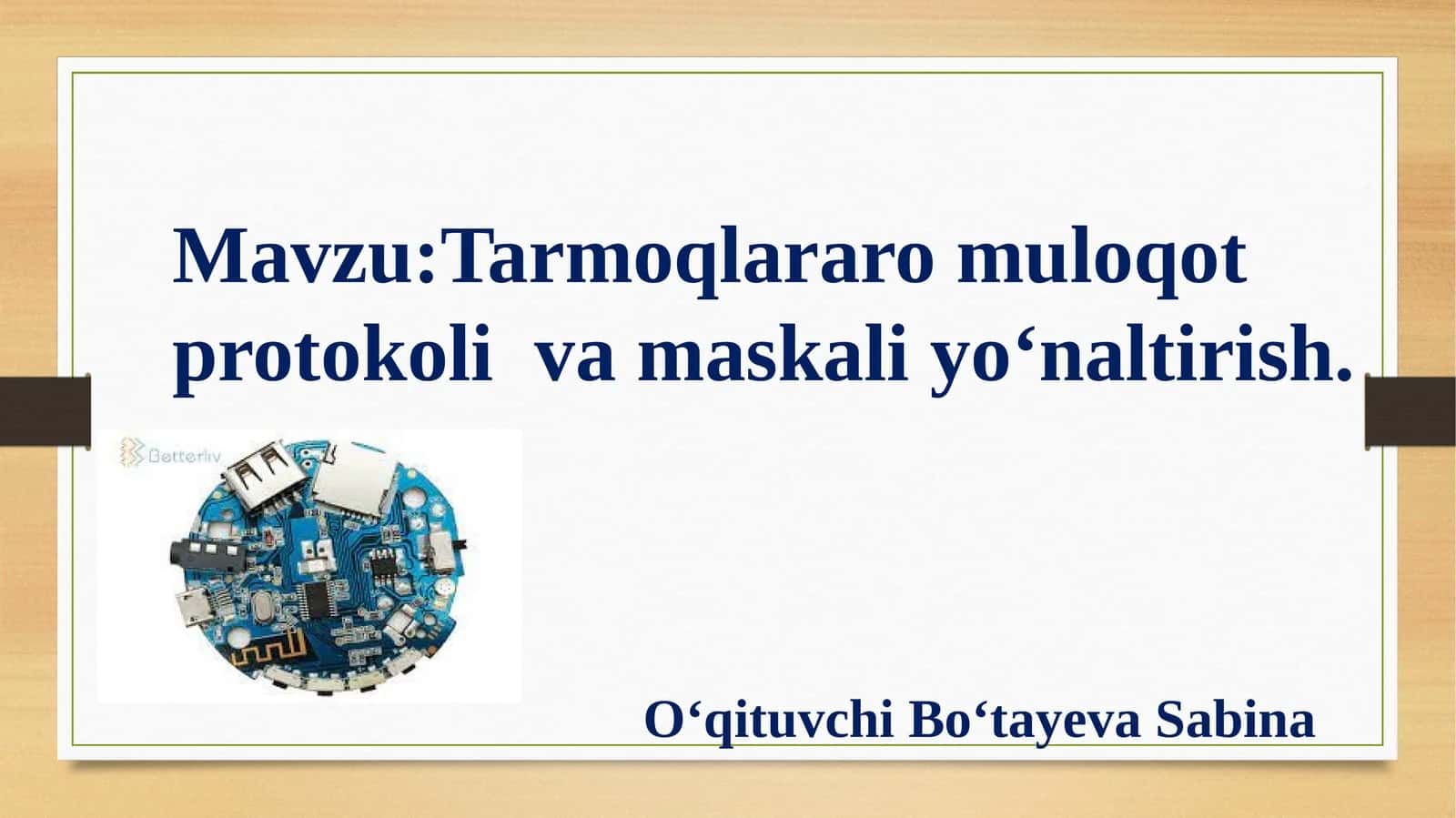 Tarmoqlararo muloqot protokoli va maskaliyo‘naltirish