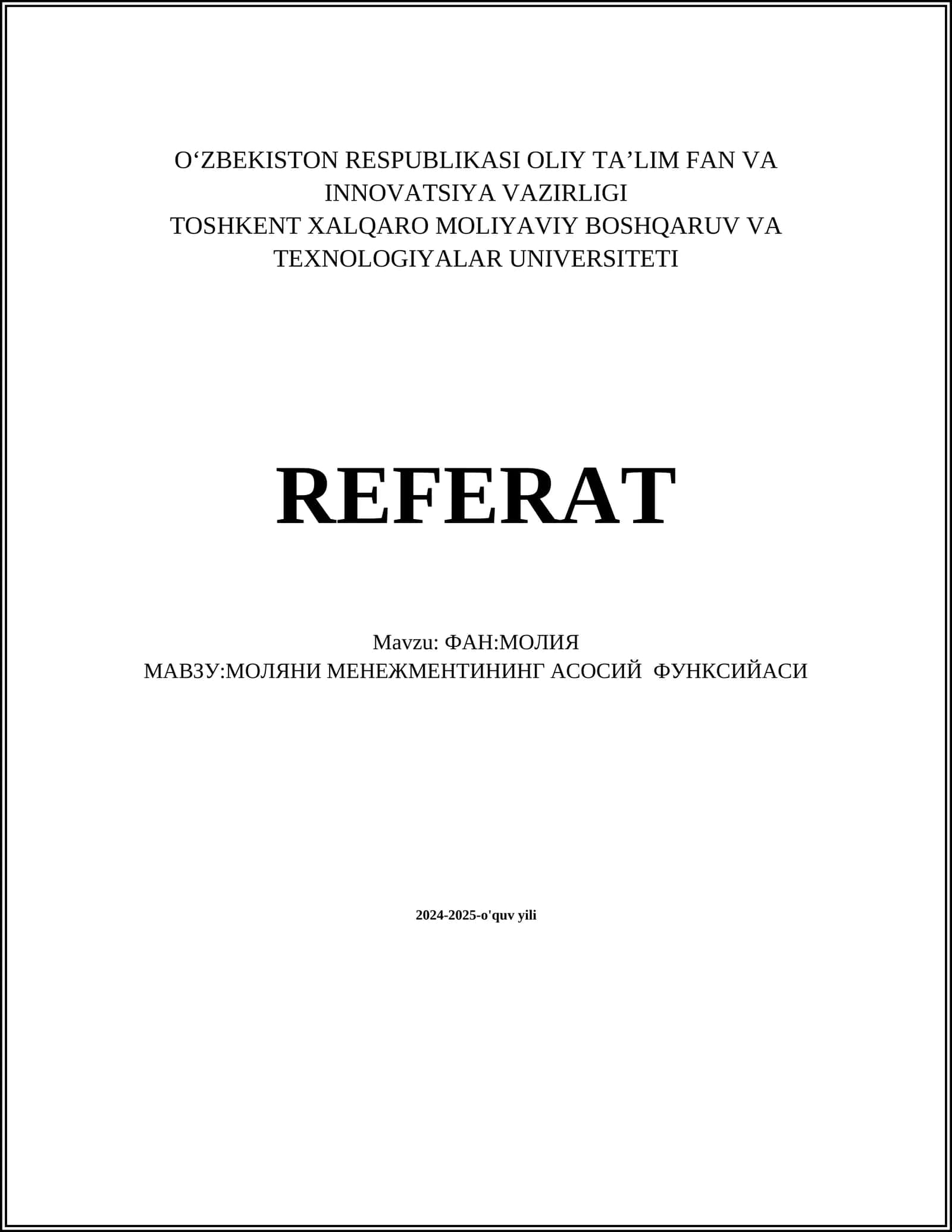 Молиявий режалаштириш