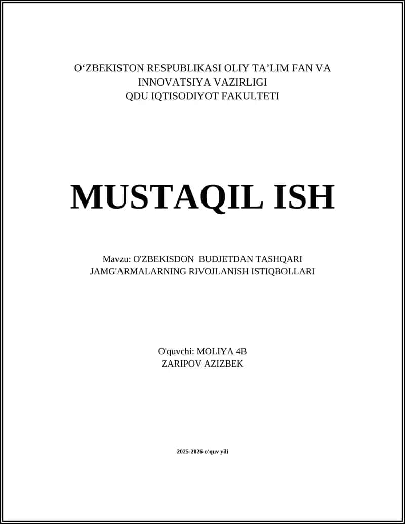 Budjetdan tashqari jamg'armalarning rivojlanish istiqbollari